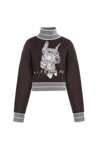 Doberman Pinscher Brown Original Pattern Turtleneck Sweater