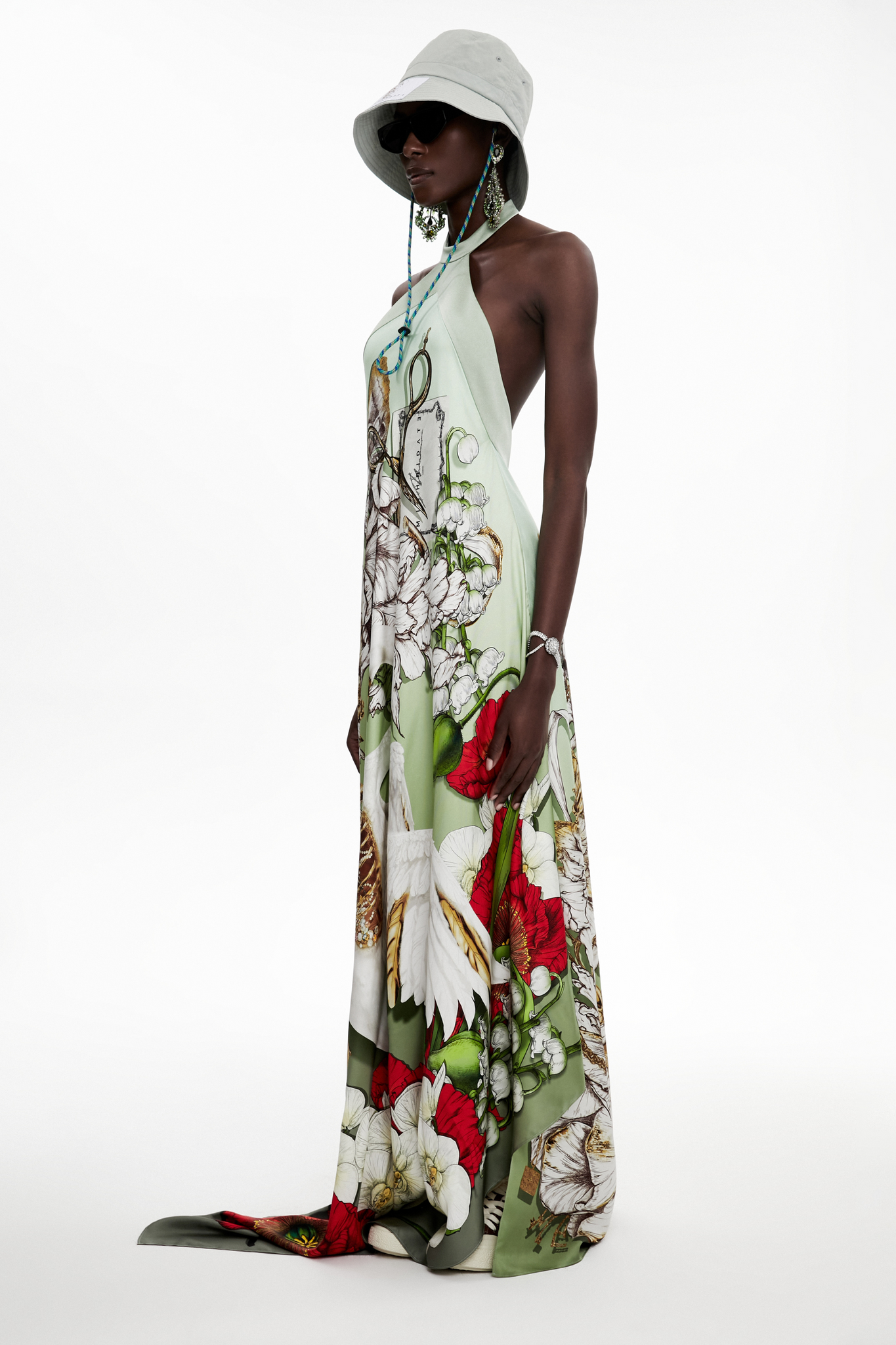 Floral Printed Halterneck Dress