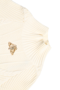 Gold Moth Vein Diamond-Embellished Knit Jumper
