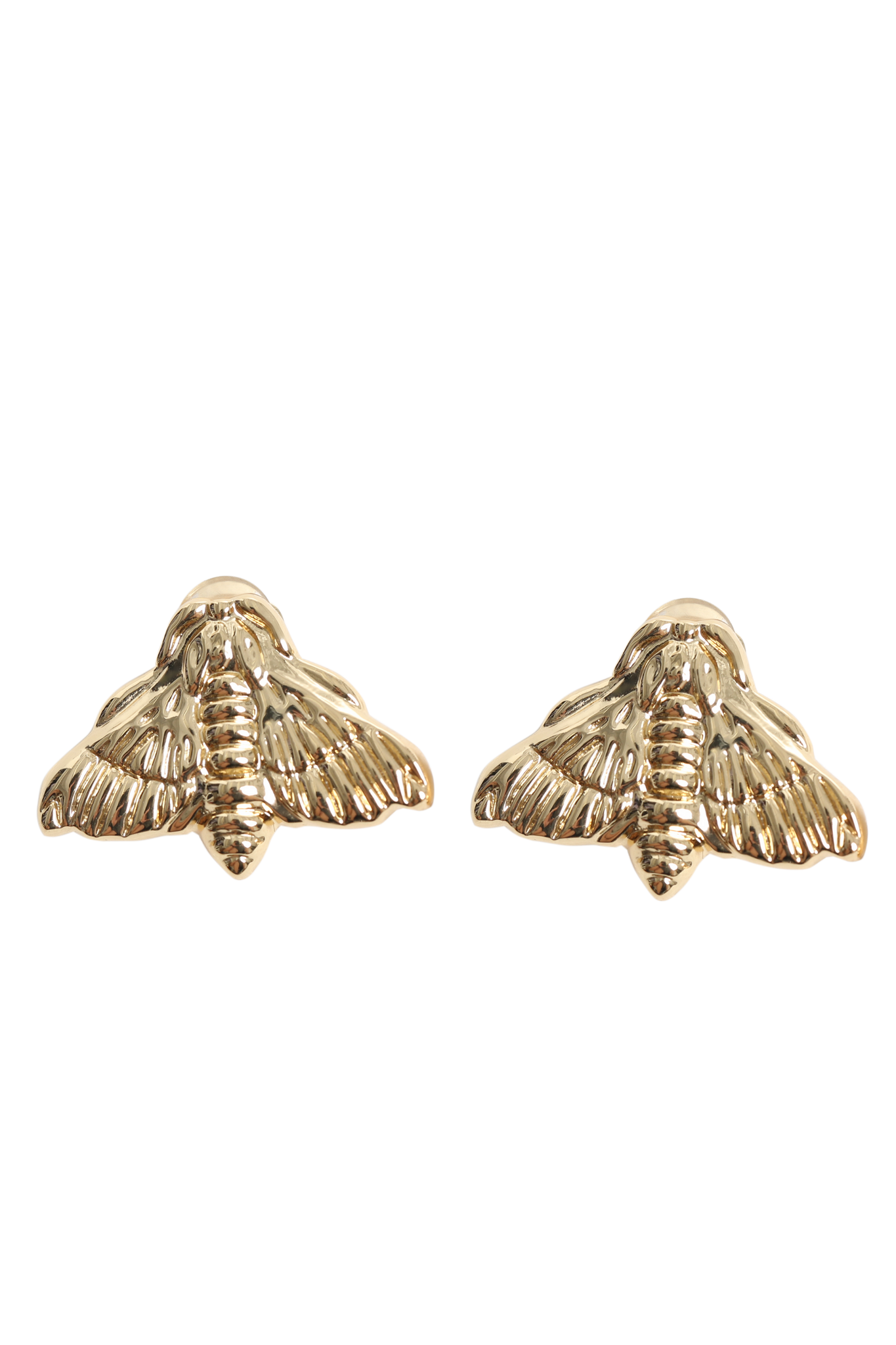 Silkworm Moth Metal Gold Earrings