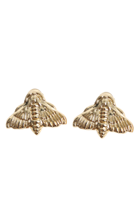 Silkworm Moth Metal Gold Earrings