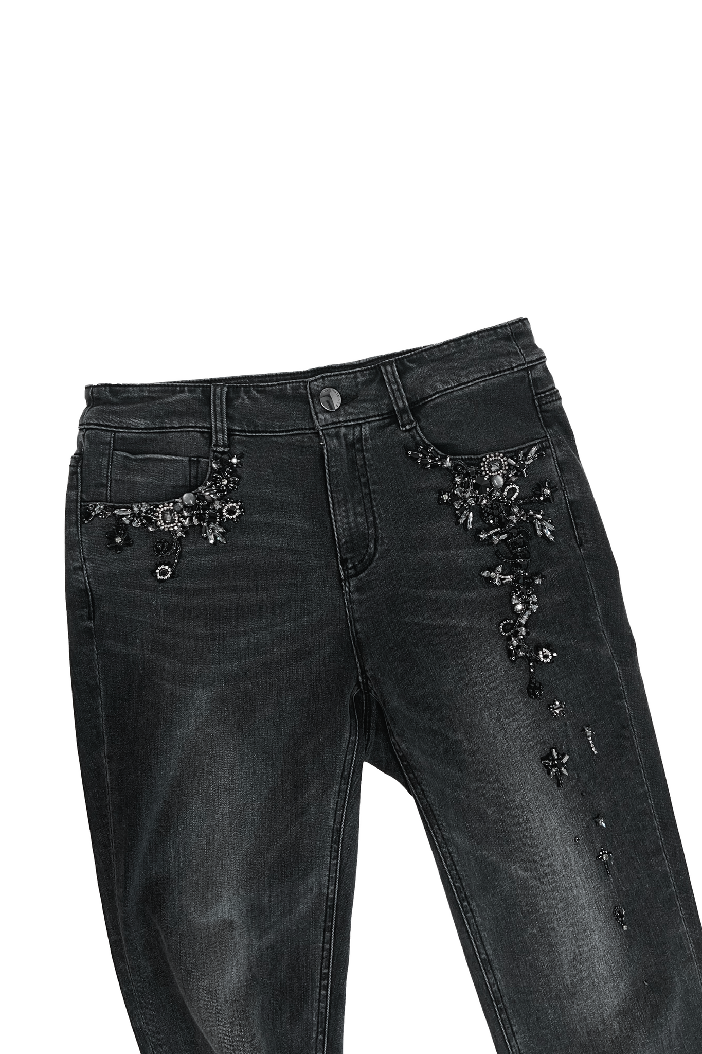 Rhinestone Embroidered Jeans