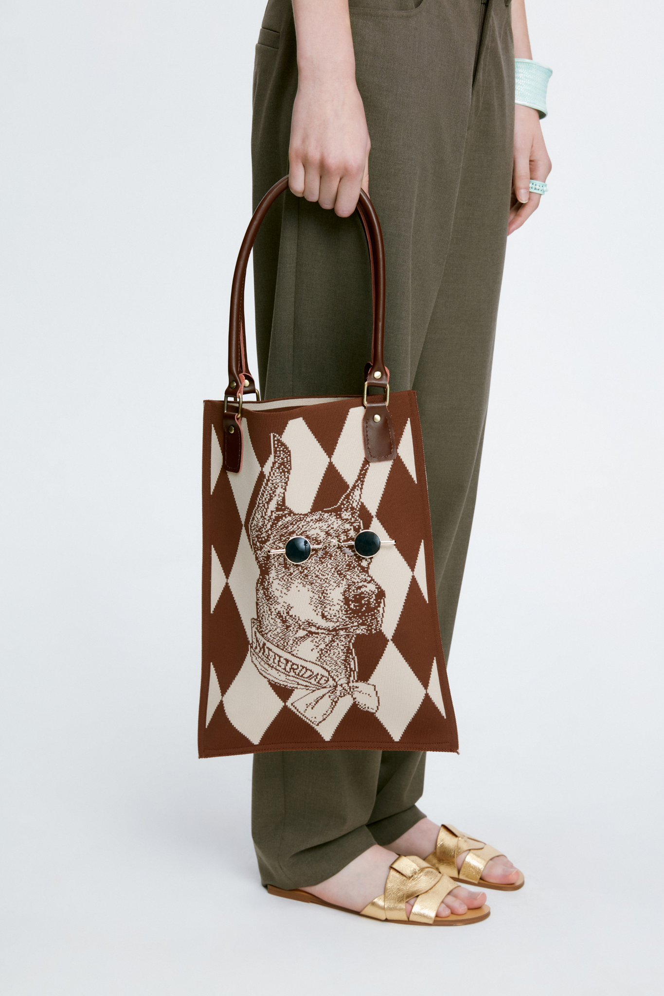 Doberman Brown Knitted Bag