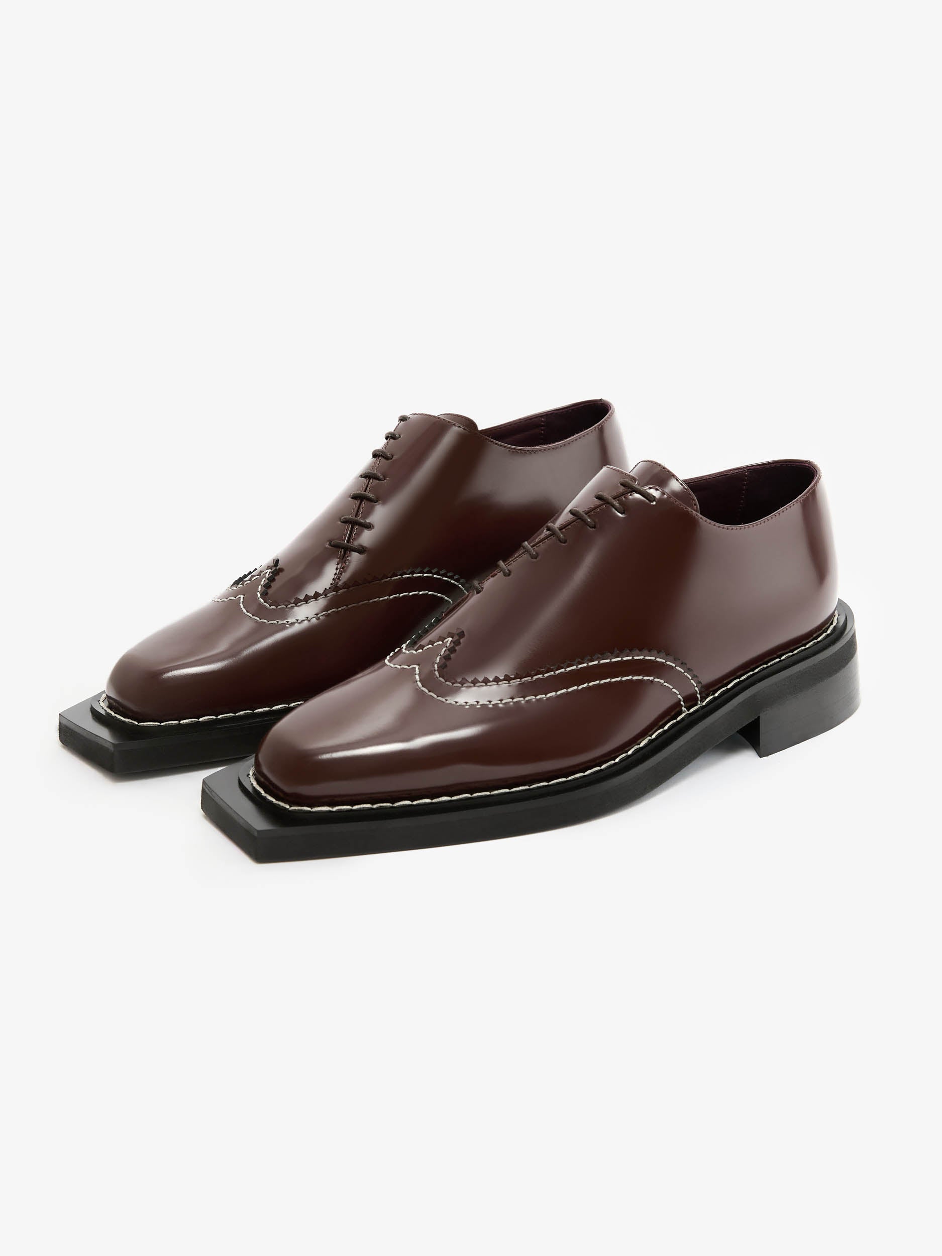 Contrast Stitch Leather Brogues