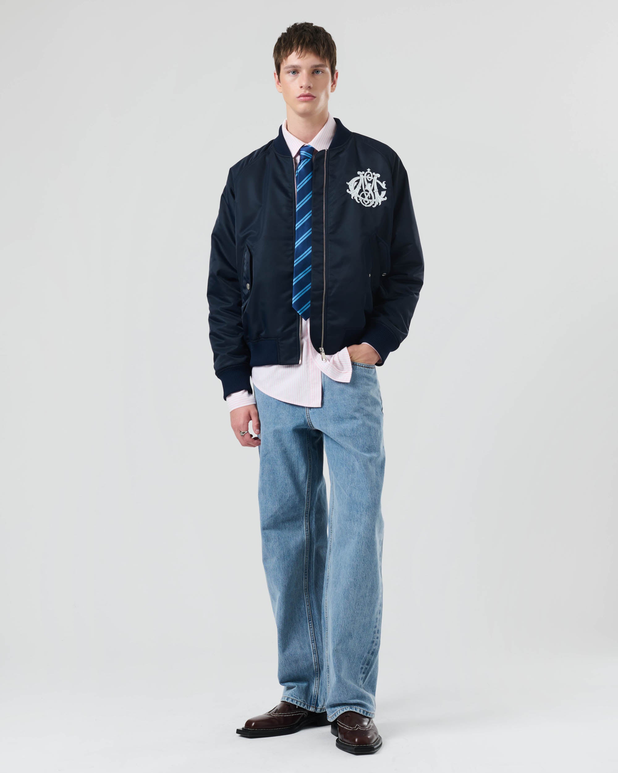 Nylon Crest Bomber Jacket