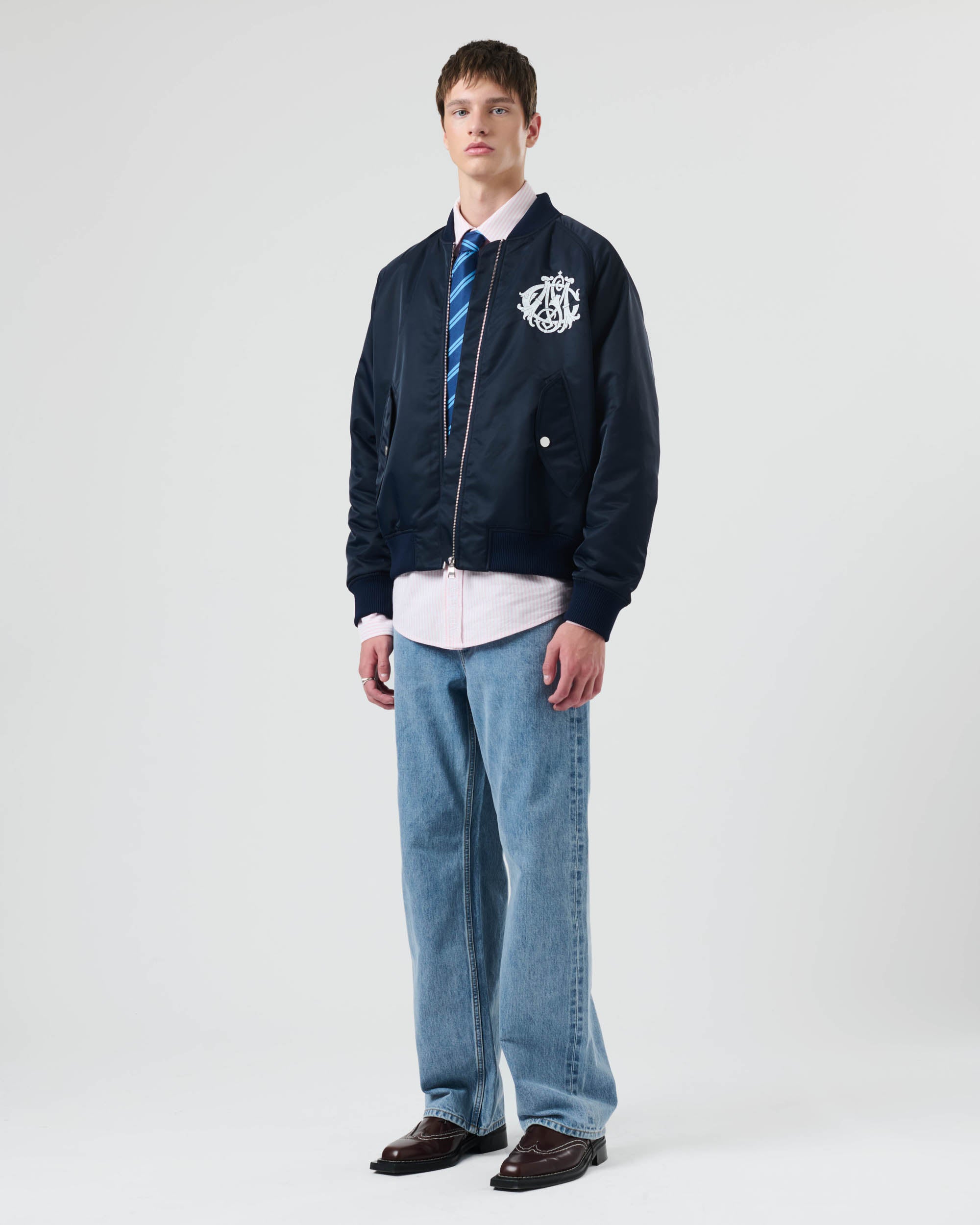 Nylon Crest Bomber Jacket