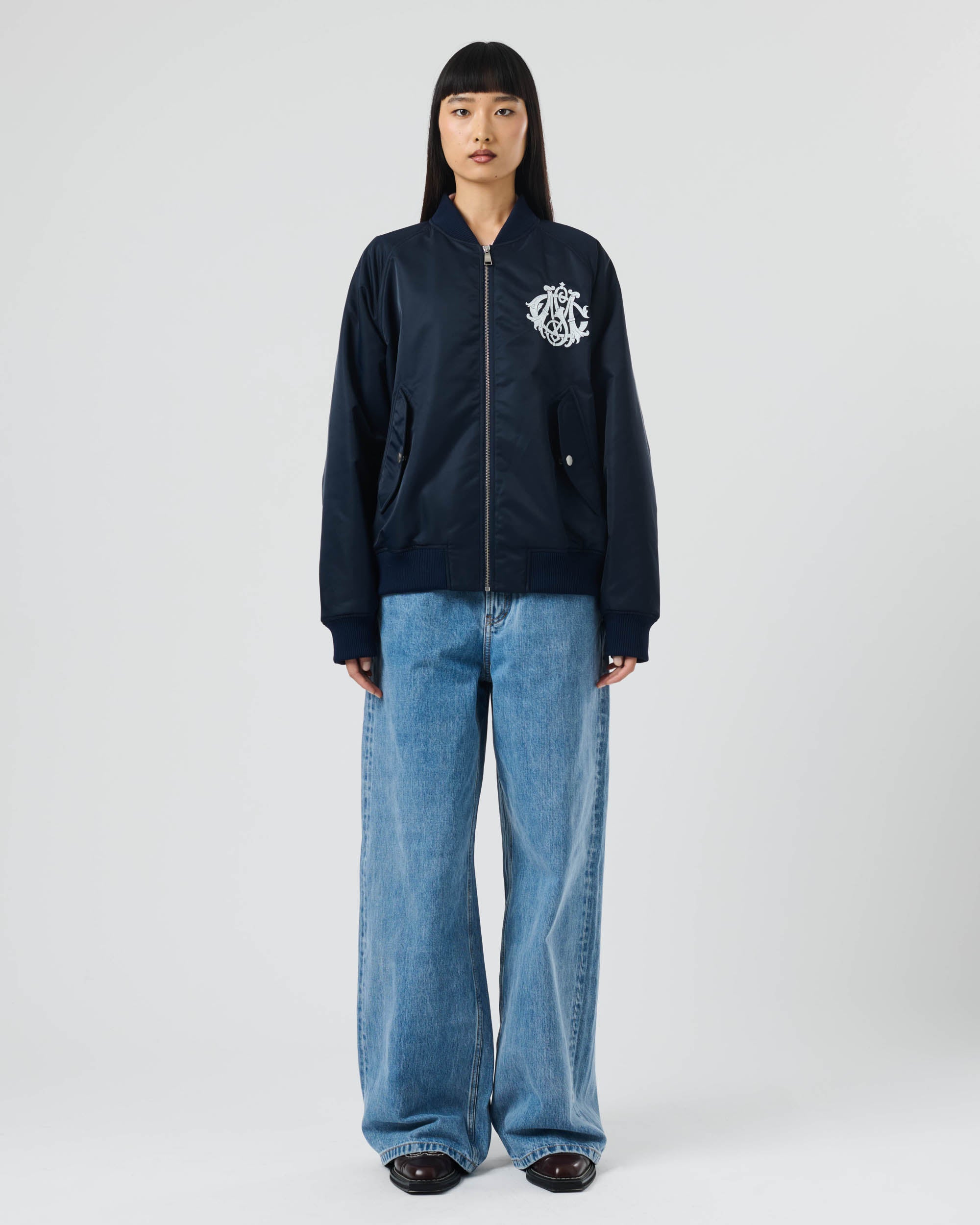 Nylon Crest Bomber Jacket