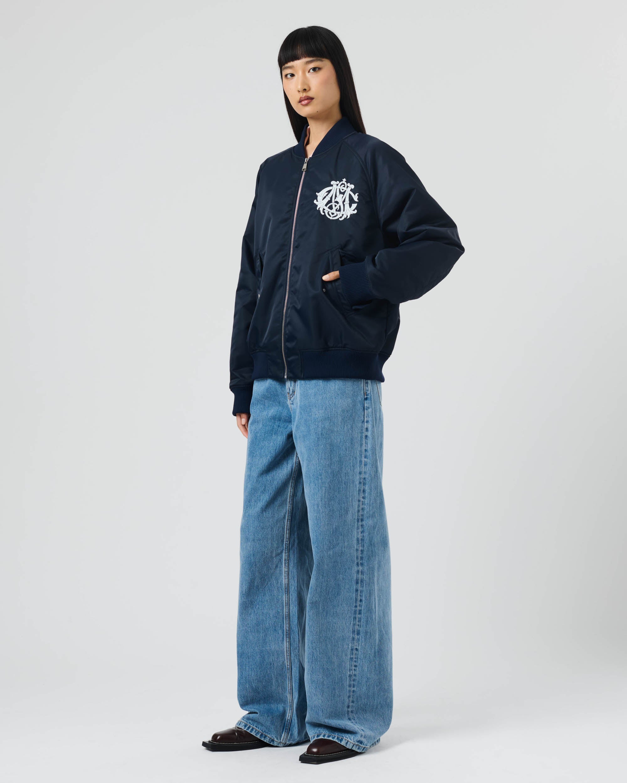 Nylon Crest Bomber Jacket