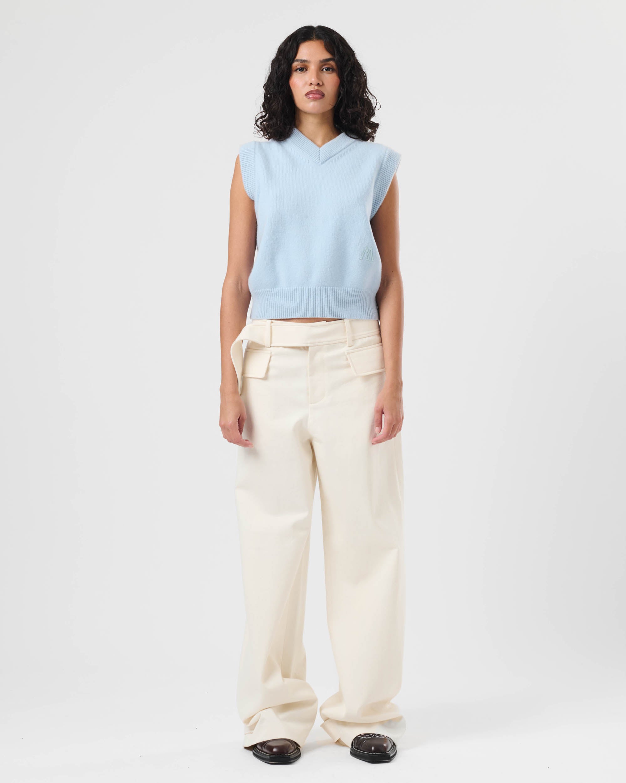Wide Leg Tab Trousers