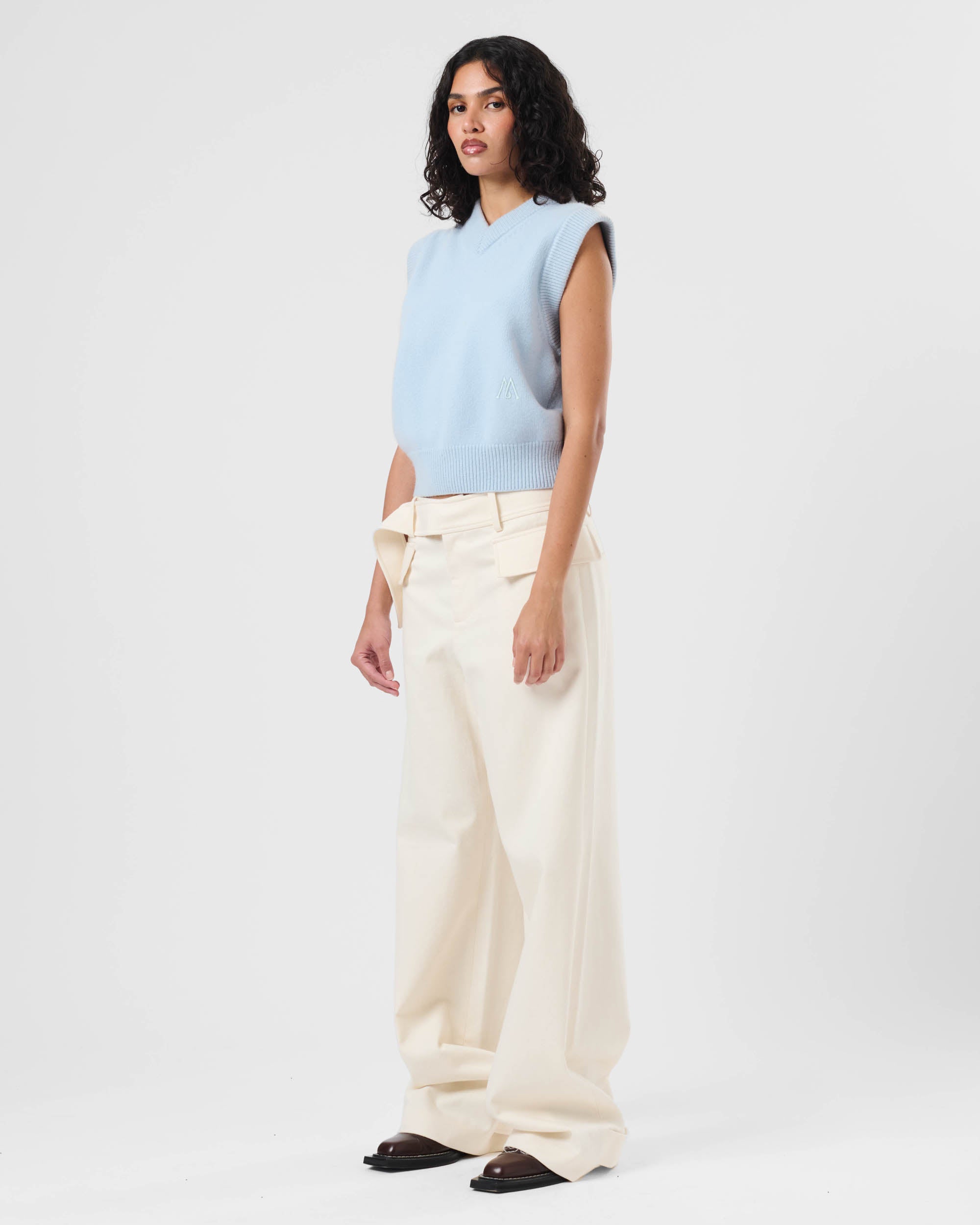 Wide Leg Tab Trousers