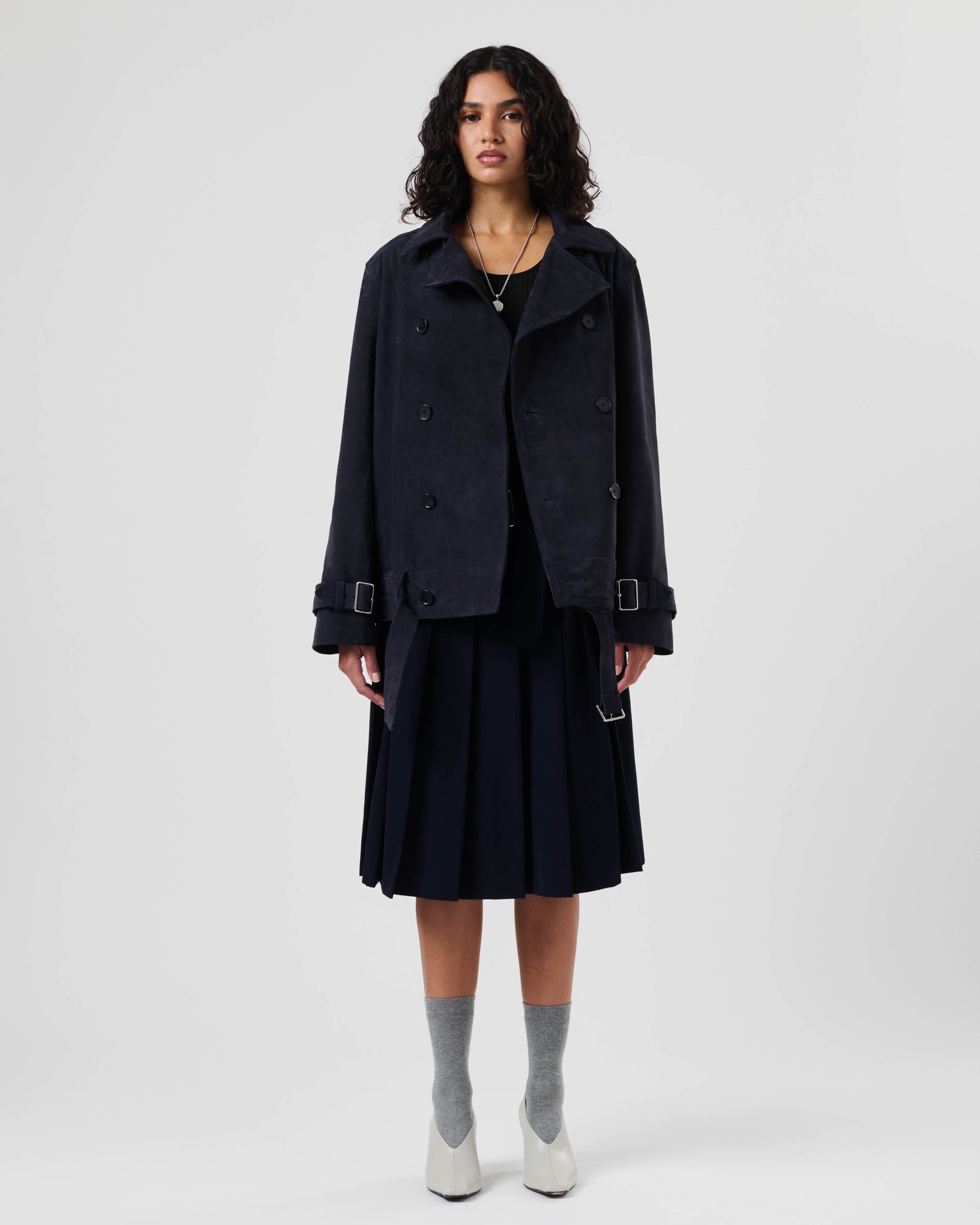Suede Biker Trench Jacket