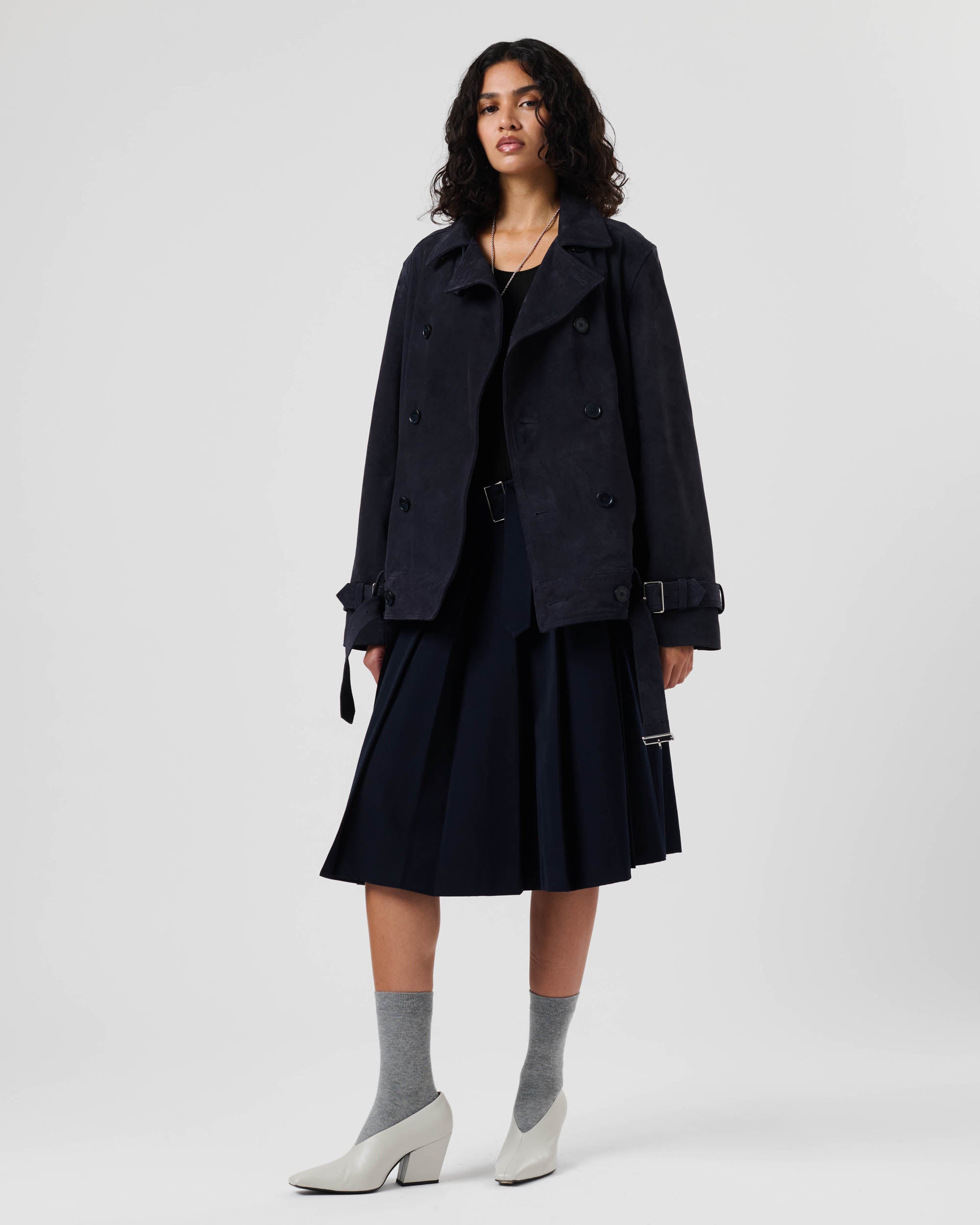 Suede Biker Trench Jacket