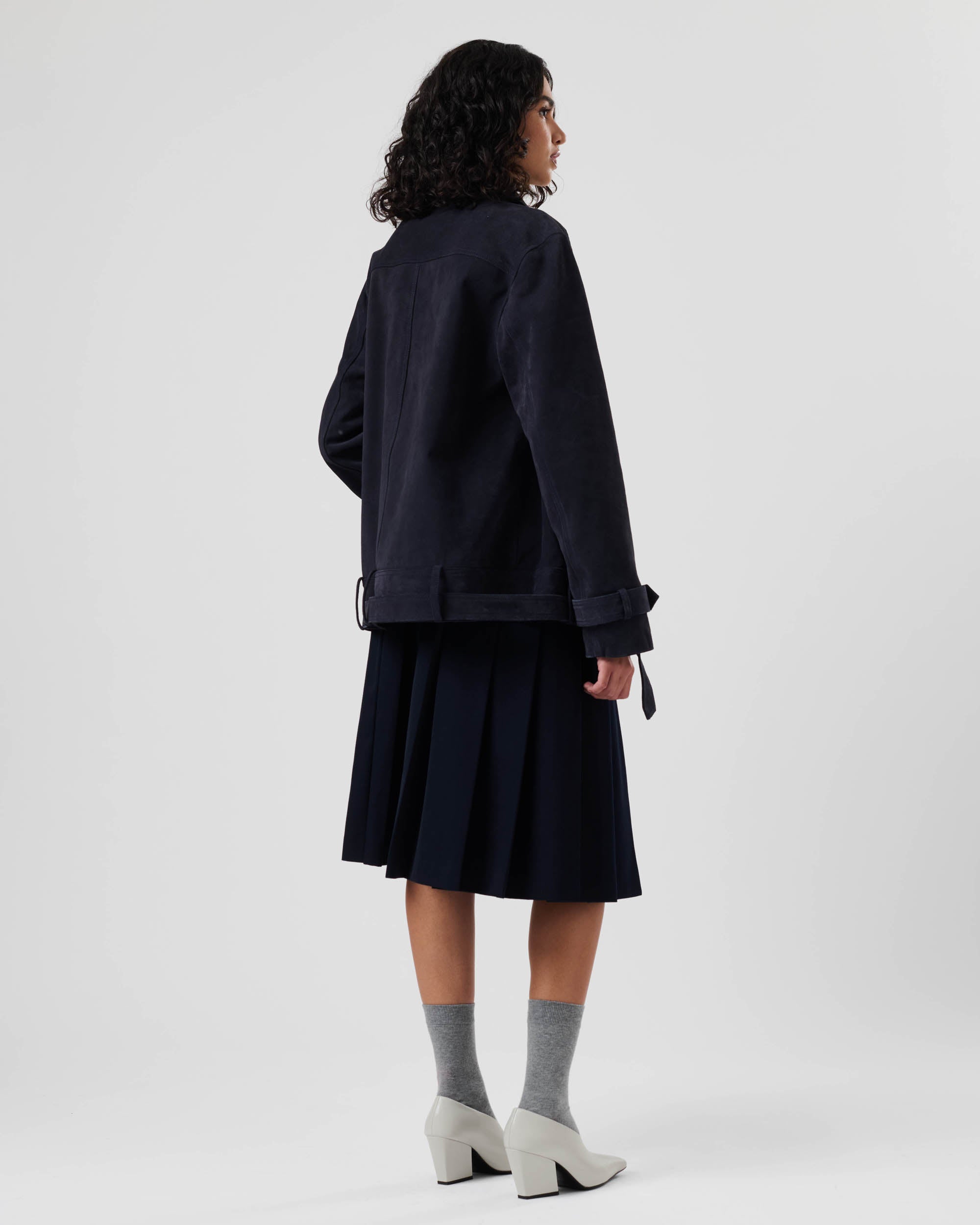 Suede Biker Trench Jacket