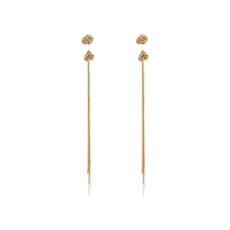 Gold Tassel Diamond Drop Earrings