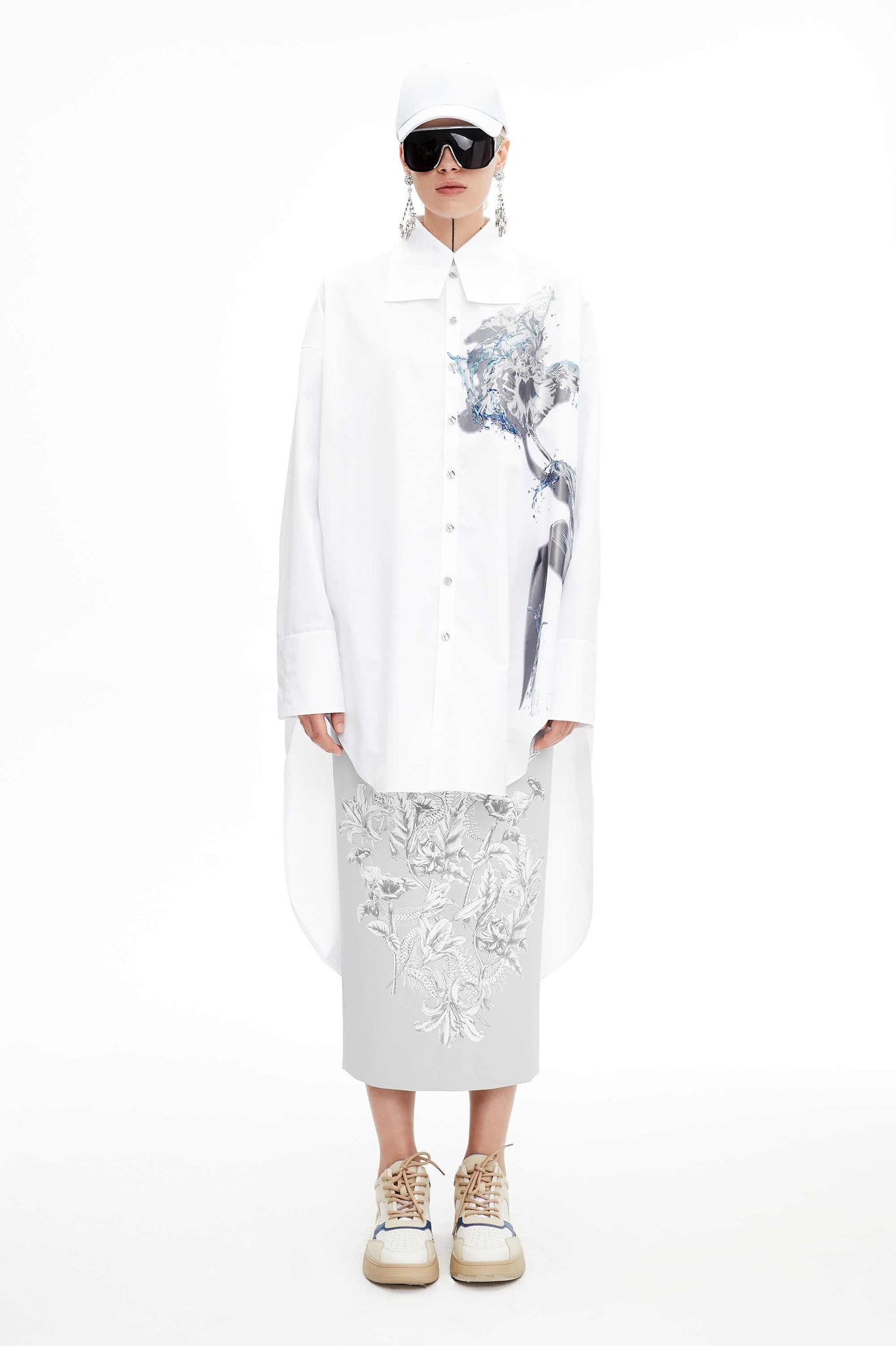 Water Lilies Graphic Oversized Shirt