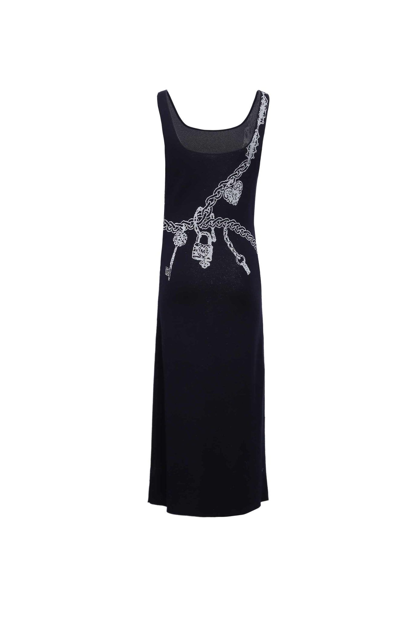 Chain Graphic Black Tube Knit Dress