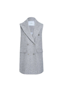Grey Tweed Oversized Waistcoat