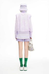 Lilac Open Knit Shorts