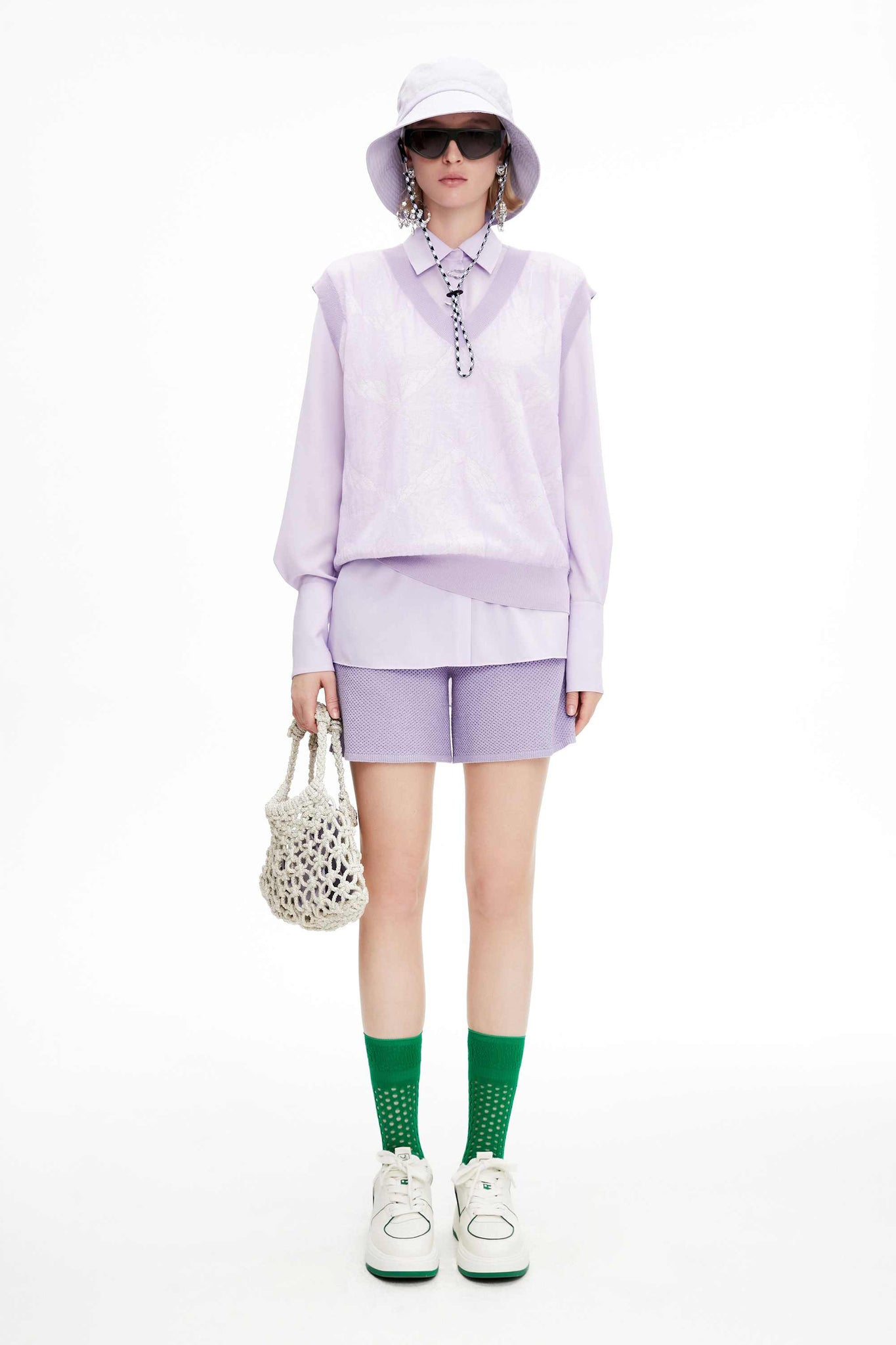 Lilac Open Knit Shorts