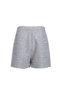 Grey Tweed Straight-Leg Shorts