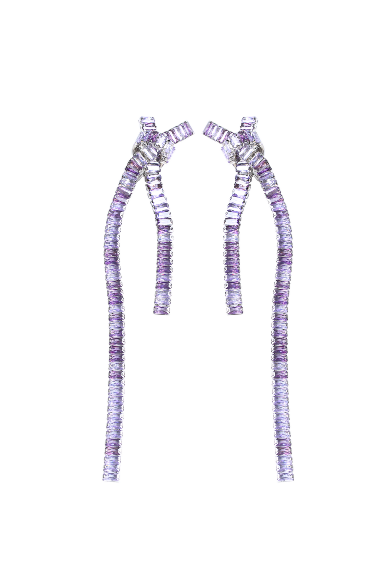 Purple Diamond Bow Drop Earrings