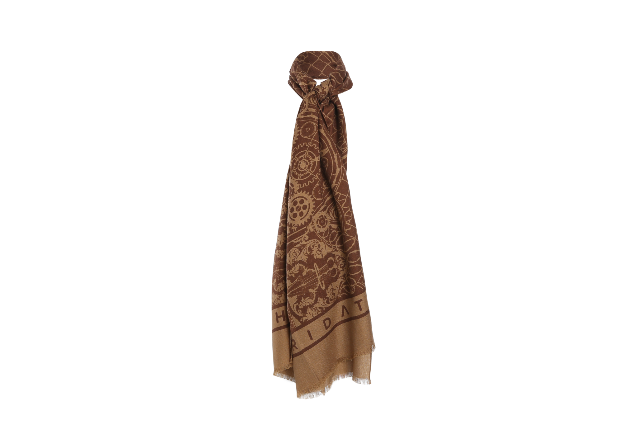 Copy of Wheel Graphic Brown Cashmere Scarf