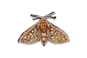 Gold Embellished Diamond Moth Brooch
