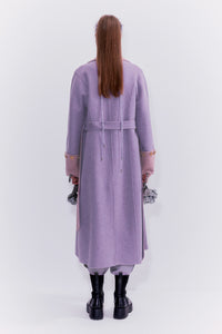 Purple Belted Wool-Blend Coat