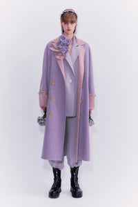 Purple Belted Wool-Blend Coat