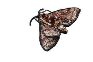 Stamped Diamond Moth Brooch