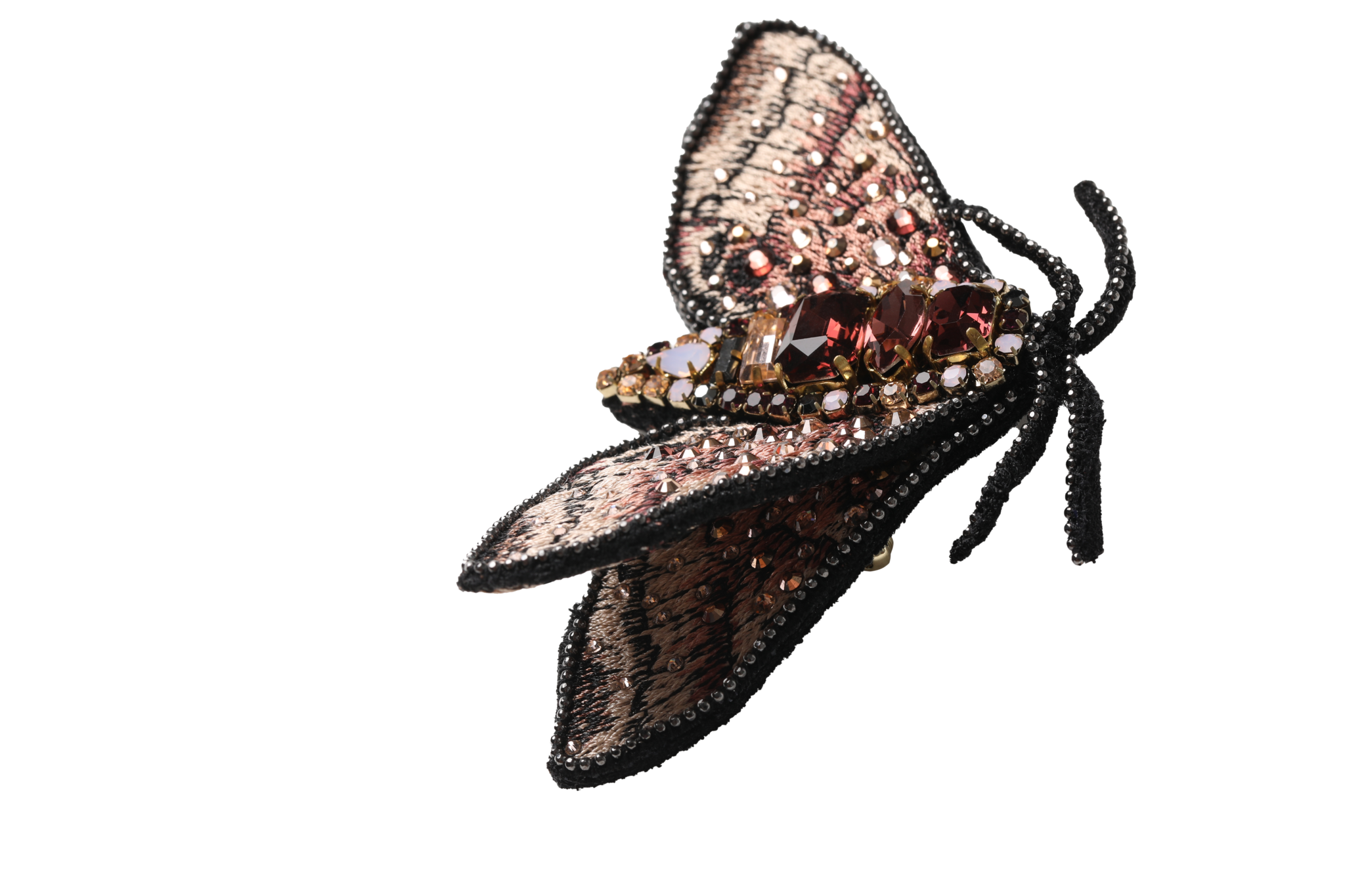 Stamped Diamond Moth Brooch